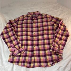 Uniqlo Pink and Yellow Casual Button Down Shirt